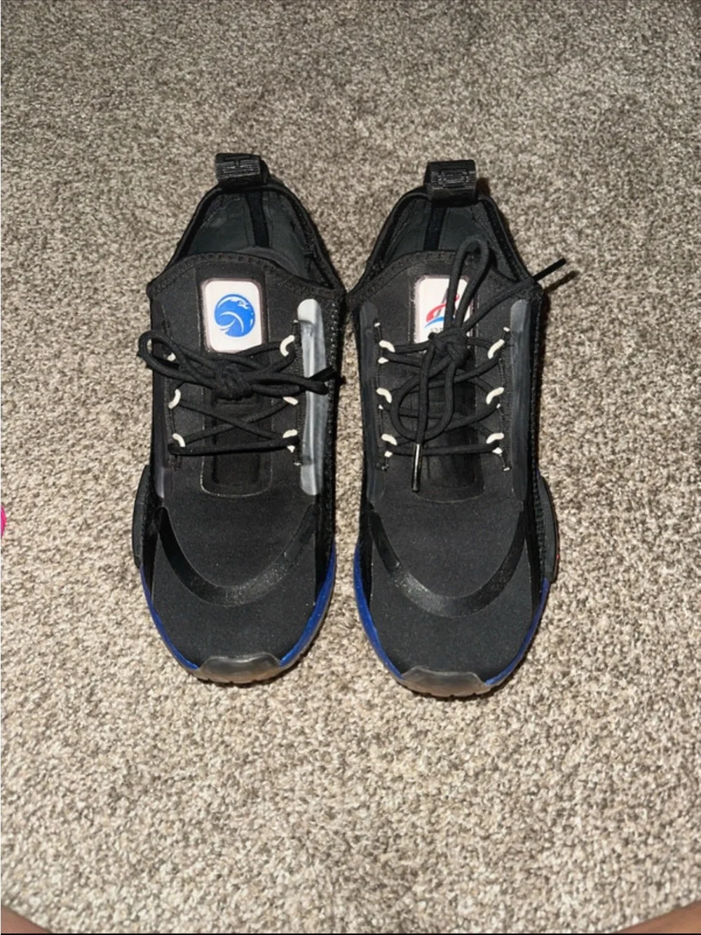 adidas Kids Black and Blue Lace-Up Sneakers